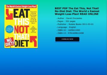 The Eat This, Not That! No-Diet Diet: The Worlds Easiest Weight-Loss Plan!